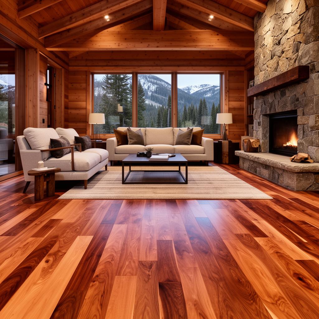 Professional hardwood flooring installation in a Blairsville, GA living room with warm oak planks